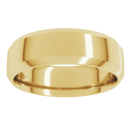 18K Yellow Gold 7 mm Beveled-Edge Comfort-Fit Half Round Band Size 8