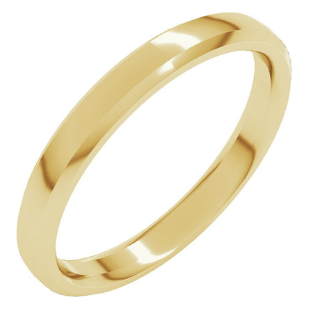 14K Yellow Gold 3 mm Beveled-Edge Comfort-Fit Half Round Band Size 3
