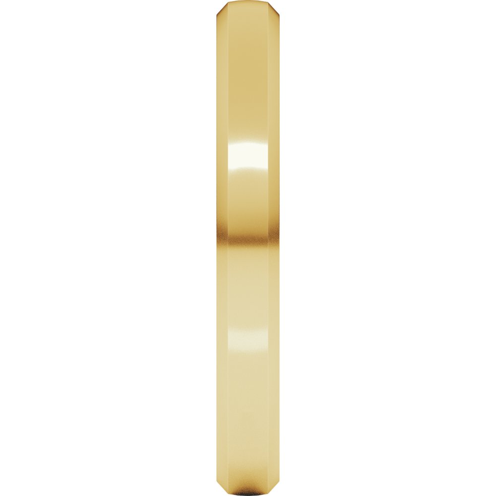 14K Yellow Gold 3 mm Beveled-Edge Comfort-Fit Half Round Band Size 3