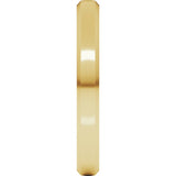 14K Yellow Gold 3 mm Beveled-Edge Comfort-Fit Half Round Band Size 3