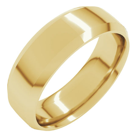 10K Yellow Gold 7 mm Beveled-Edge Comfort-Fit Half Round Band Size 10