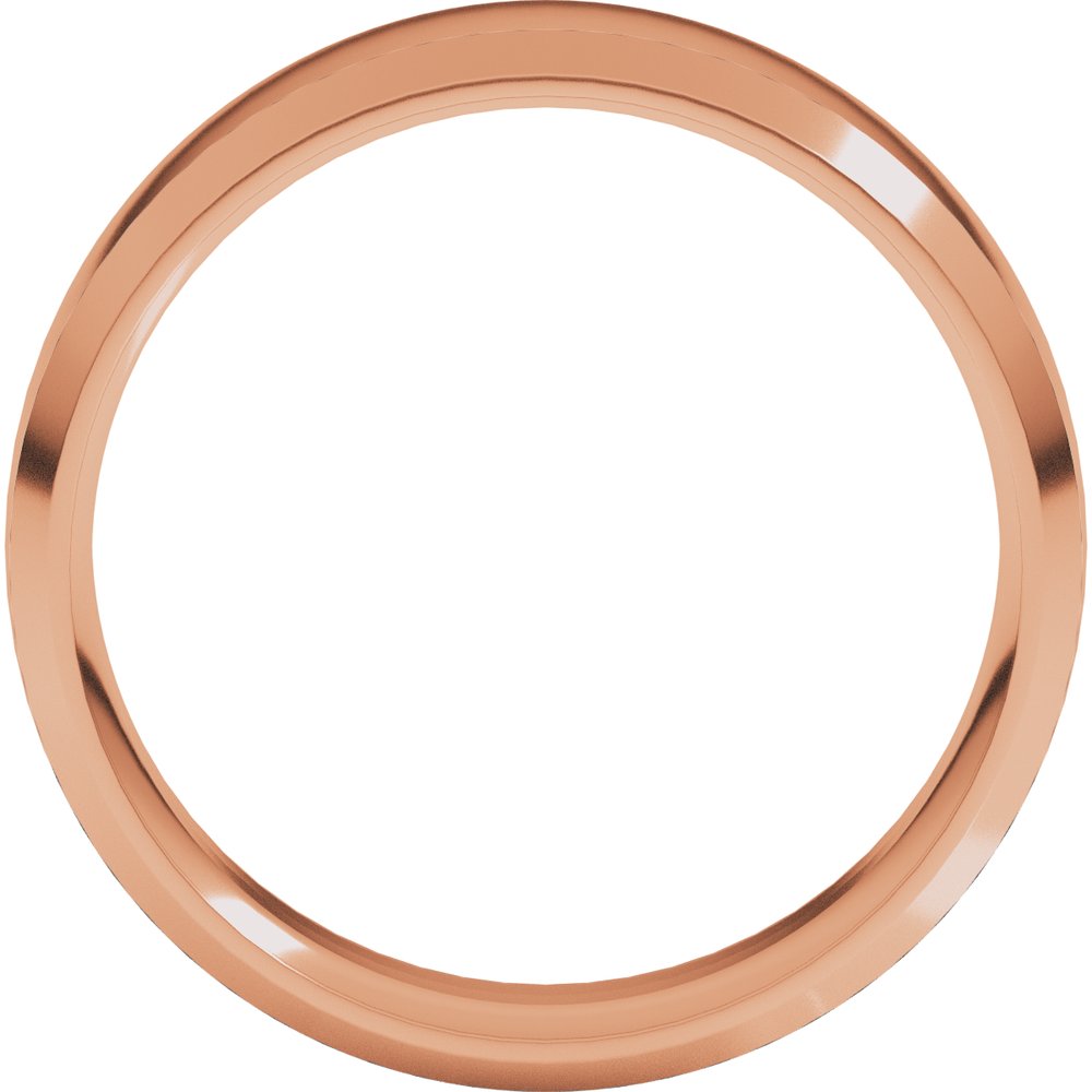 18K Rose Gold 7 mm Beveled-Edge Comfort-Fit Half Round Band Size 9.5