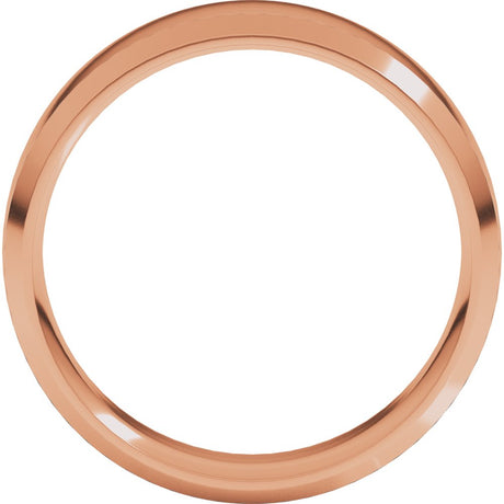 14K Rose Gold 7 mm Beveled-Edge Comfort-Fit Half Round Band Size 10