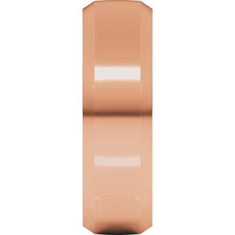 18K Rose Gold 7 mm Beveled-Edge Comfort-Fit Half Round Band Size 9.5