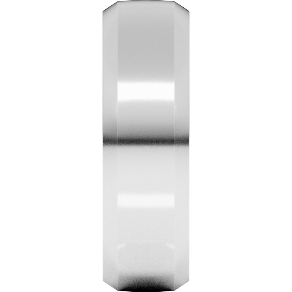 14K White Gold 7 mm Beveled-Edge Comfort-Fit Half Round Band Size 7.5