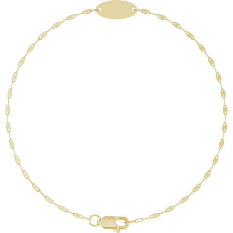 14K Yellow Gold Engravable Keyhole Link 7" Bracelet