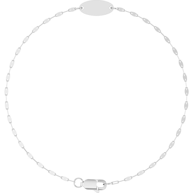 Sterling Silver Engravable Keyhole Link 7" Bracelet