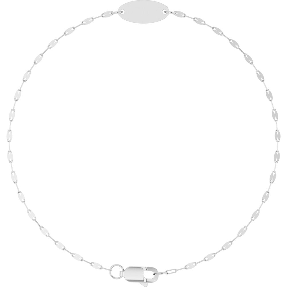 14K White Gold Engravable Keyhole Link 7" Bracelet