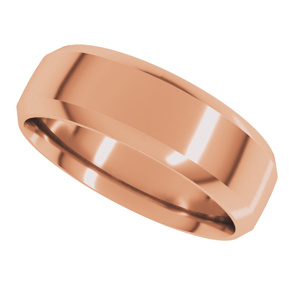 18K Rose Gold 7 mm Beveled-Edge Comfort-Fit Half Round Band Size 9.5