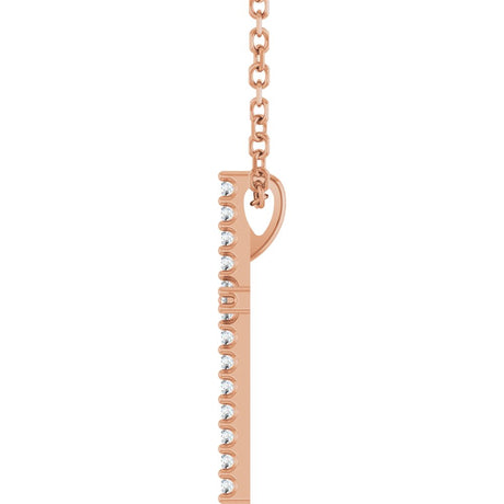 14K Rose Gold .08 CTW Natural Diamond Cross 16" Necklace