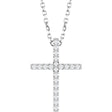 14K White Gold .08 CTW Natural Diamond Cross 16" Necklace