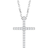 14K White Gold .08 CTW Natural Diamond Cross 16" Necklace