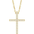 14K Yellow Gold .08 CTW Natural Diamond Cross 16" Necklace