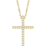 14K Yellow Gold .08 CTW Natural Diamond Cross 16" Necklace