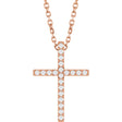 14K Rose Gold .08 CTW Natural Diamond Cross 16" Necklace