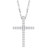 14K White Gold .08 CTW Natural Diamond Cross 16" Necklace