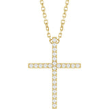 14K Yellow Gold 1/10 CTW Natural Diamond Cross 16" Necklace