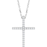 14K White Gold 1/10 CTW Natural Diamond Cross 16" Necklace