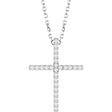 14K White Gold 1/10 CTW Natural Diamond Cross 16" Necklace