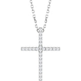 14K White Gold 1/10 CTW Natural Diamond Cross 16" Necklace