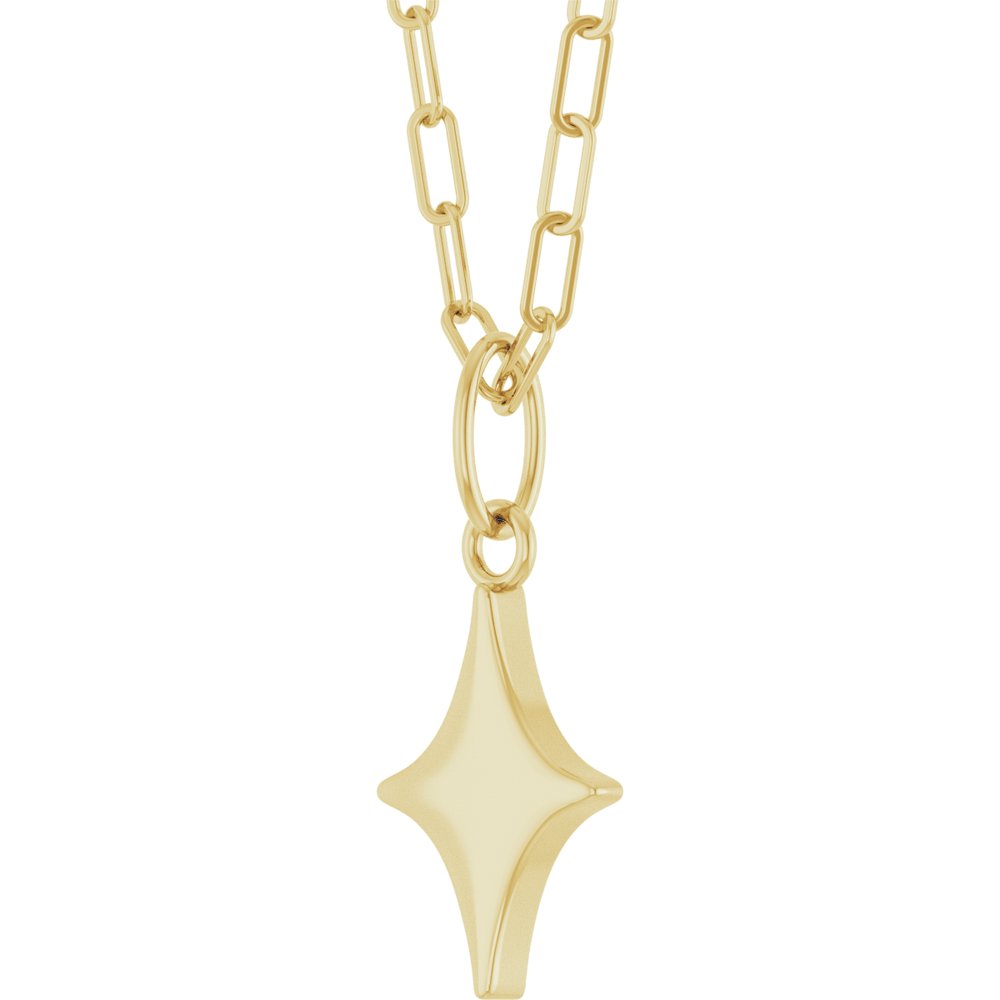 14K Yellow Gold Engravable Star 18" Necklace