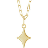 14K Yellow Gold Engravable Star 18" Necklace