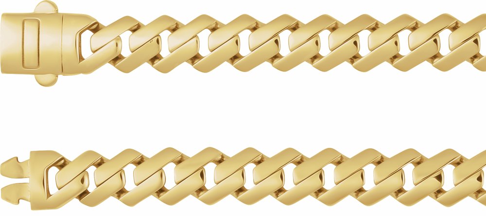 14K Yellow Gold 7.4 mm Monaco Edge Curb 8 1/4" Chain