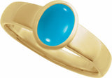 14K Yellow Gold Natural Turquoise Cabochon Ring