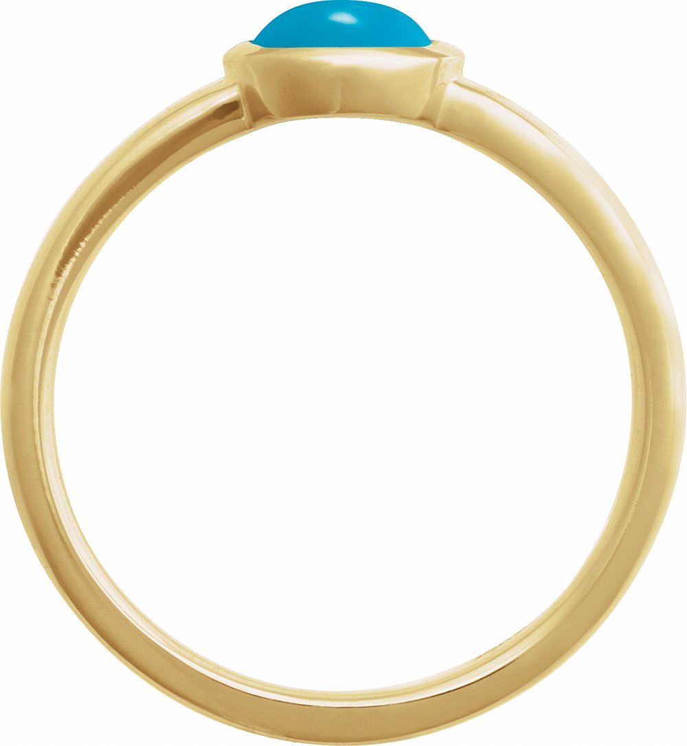 14K Yellow Gold Natural Turquoise Cabochon Ring