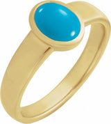 14K Yellow Gold Natural Turquoise Cabochon Ring