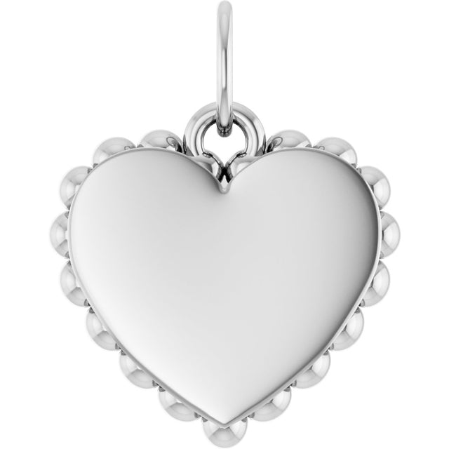 14K White Gold Engravable Heart Charm/Pendant