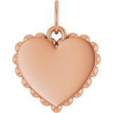 14K Rose Gold Engravable Heart Charm/Pendant