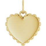 14K Yellow Gold Engravable Heart Charm/Pendant