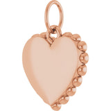 14K Rose Gold Engravable Heart Charm/Pendant