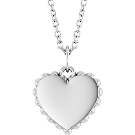 Sterling Silver Engravable Heart 16-18" Necklace