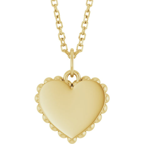 14K Yellow Gold Engravable Heart 16-18" Necklace