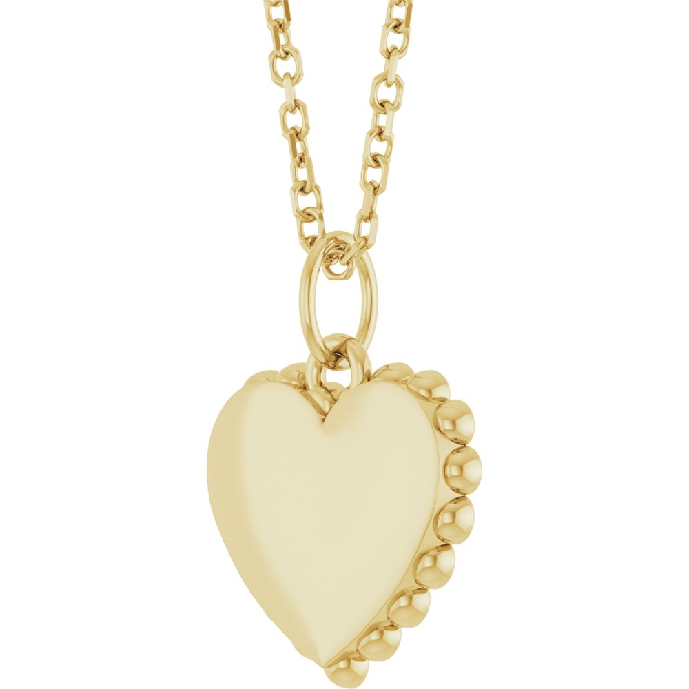 14K Yellow Gold Engravable Heart 16-18" Necklace