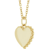 14K Yellow Gold Engravable Heart 16-18" Necklace