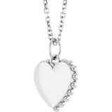 14K White Gold Engravable Heart 16-18" Necklace