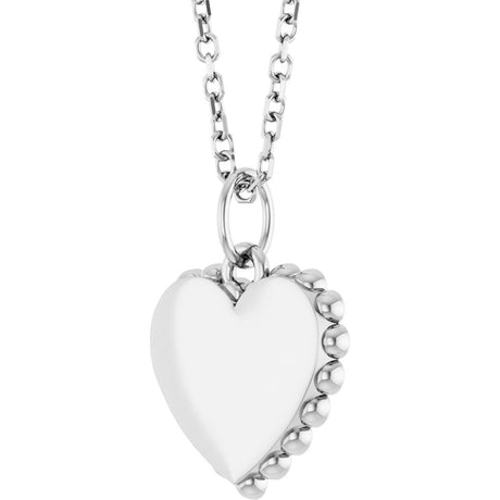 14K White Gold Engravable Heart 16-18" Necklace