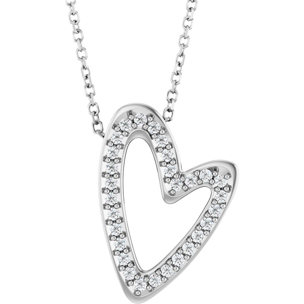 14K White Gold 1/5 CTW Natural Diamond Heart 18" Necklace