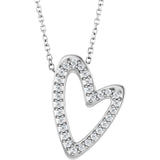 14K White Gold 1/5 CTW Natural Diamond Heart 18" Necklace
