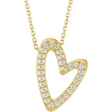 14K Yellow Gold 1/5 CTW Natural Diamond Heart 18" Necklace