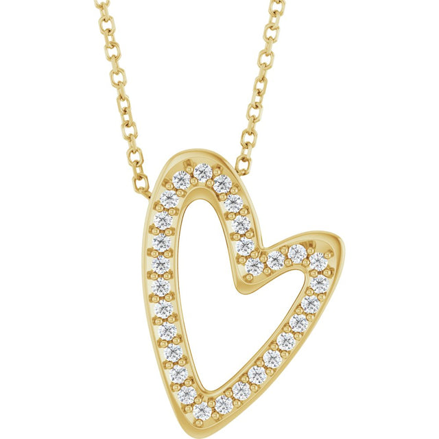 14K Yellow Gold 1/5 CTW Natural Diamond Heart 18" Necklace