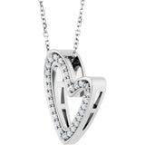 14K White Gold 1/5 CTW Natural Diamond Heart 18" Necklace