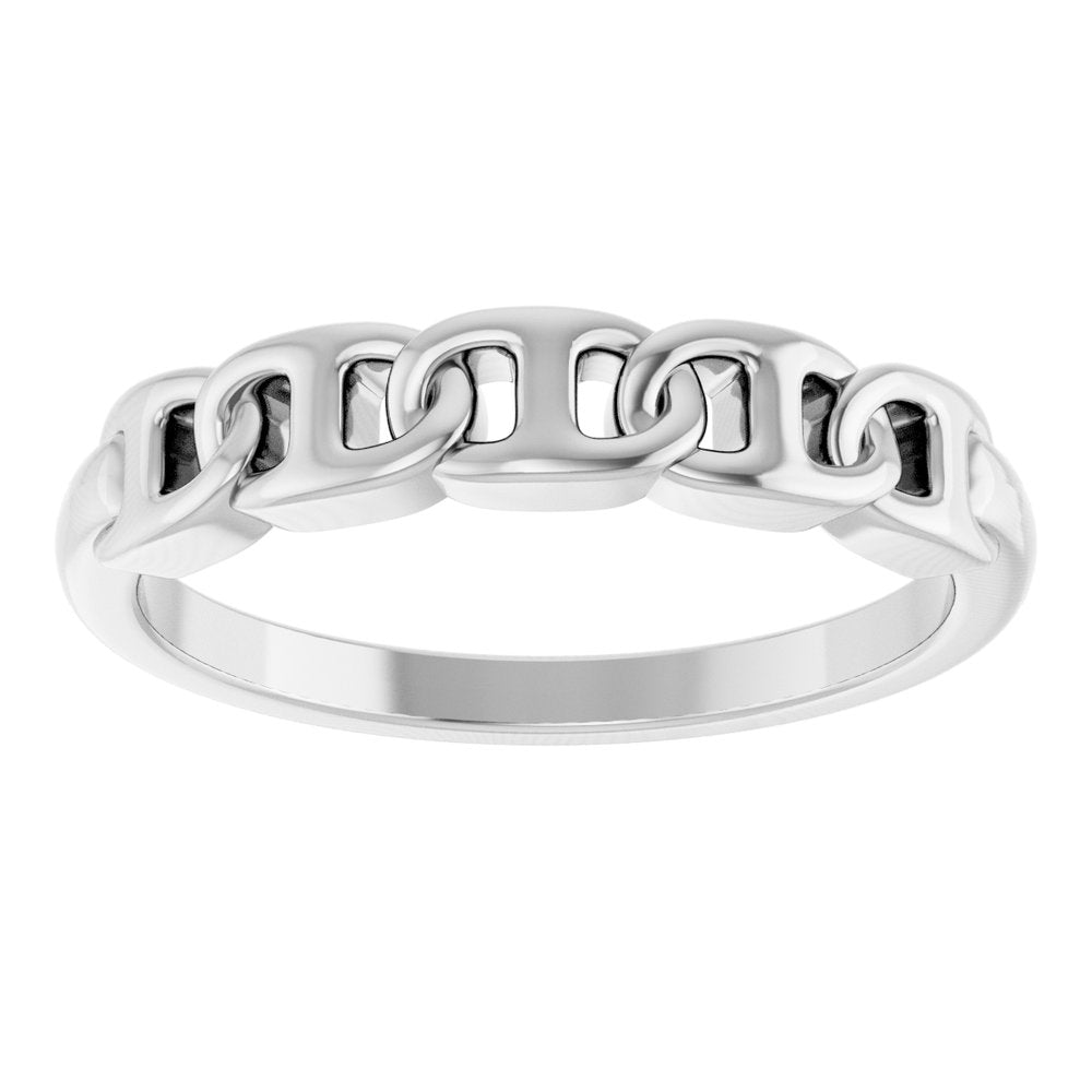 Sterling Silver Anchor Chain Link Ring