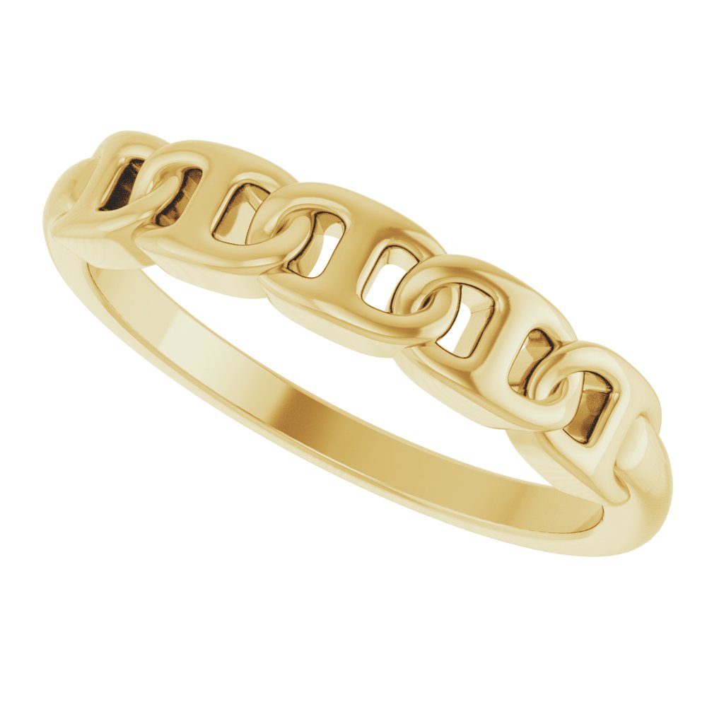 14K Yellow Gold Anchor Chain Link Ring