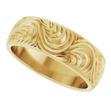 14K Yellow Gold 7 mm Scroll Comfort-Fit Band Size 10