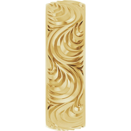 14K Yellow Gold 7 mm Scroll Comfort-Fit Band Size 10