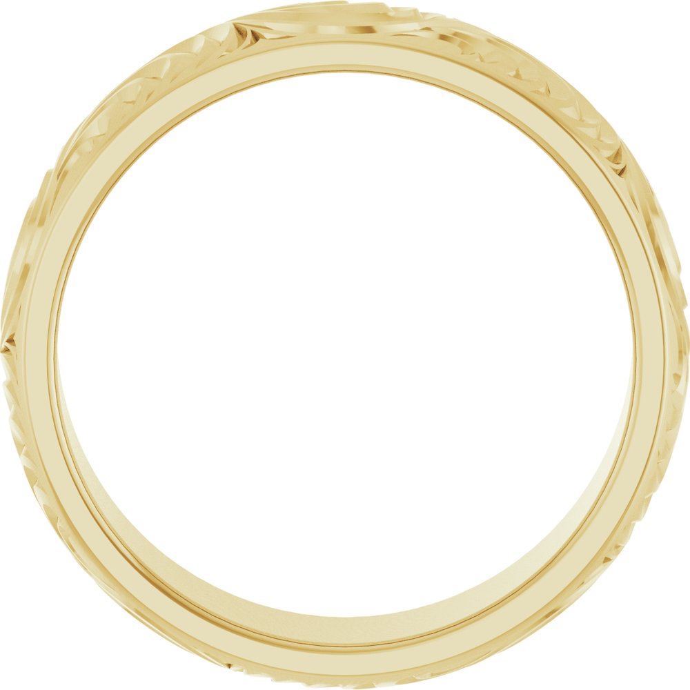 14K Yellow Gold 7 mm Scroll Comfort-Fit Band Size 10